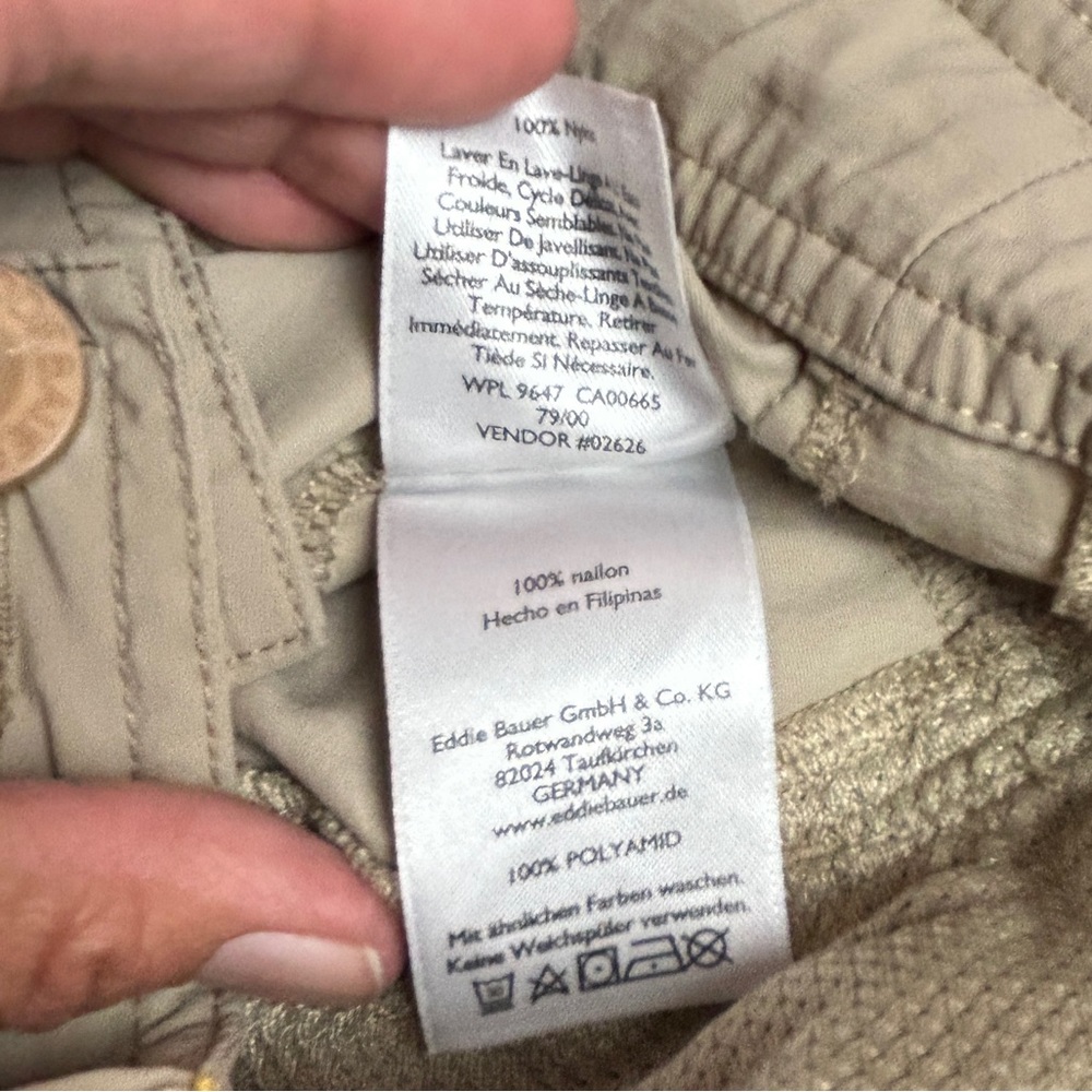 505 - Eddie Bauer Men’s Khaki Tan Pants side 34 x 32, Belt Included - Picture 8 of 15